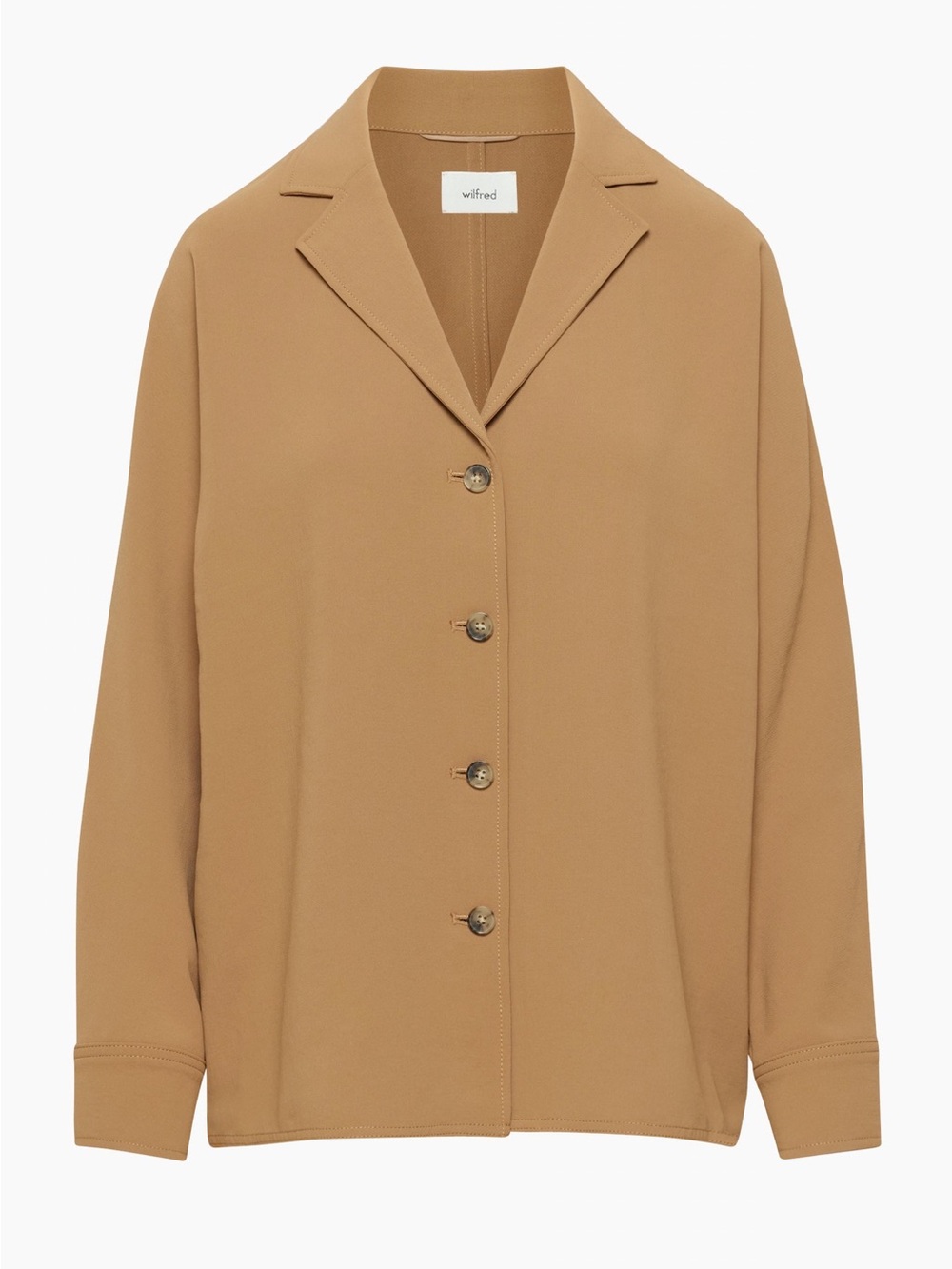 NWT $118 Aritzia Wilfred Camel Button-Front oversized Freeform Shirt medium